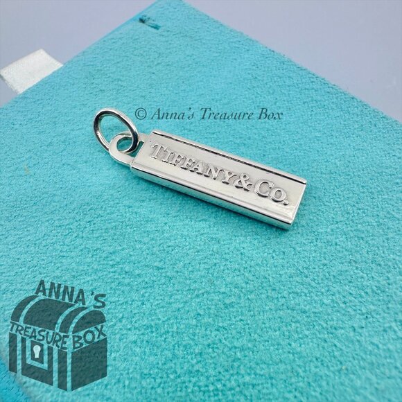 Tiffany & Co. 925 Silver Logo Rectangle Pendant Love Bar...